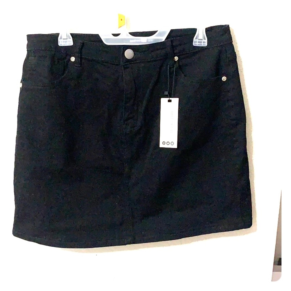 Black Denim Mini Skirt